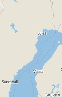 Översiktskarta som visar hela Sverige med en markör som visar ungefär var händelsen inträffat