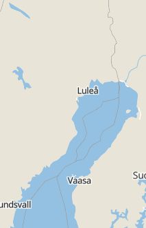 Översiktskarta som visar hela Sverige med en markör som visar ungefär var händelsen inträffat