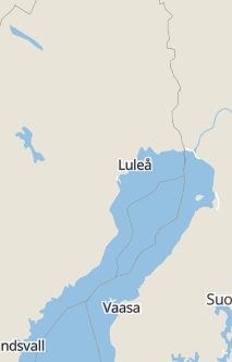 Översiktskarta som visar hela Sverige med en markör som visar ungefär var händelsen inträffat