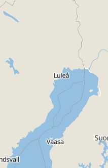 Översiktskarta som visar hela Sverige med en markör som visar ungefär var händelsen inträffat