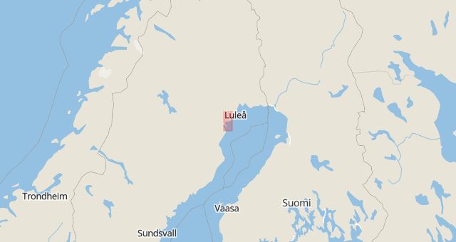 Karta som med röd fyrkant ramar in Luleå, Karesuando, Rosvik, Piteå, Norrbottens län
