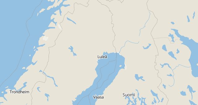 Karta som med röd fyrkant ramar in Luleå, Strömsund, Trångån, Piteå, Boden, Avan, Hertsövägen, Hertsön, Sangis, Kiruna, Arvidsjaur, Överkalix, Siknäs, Gällivare, Norrbottens län