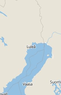 Översiktskarta som visar hela Sverige med en markör som visar ungefär var händelsen inträffat