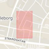 Karta som med röd fyrkant ramar in Anderslöv, Kyrkogatan, Trelleborg, Skåne län