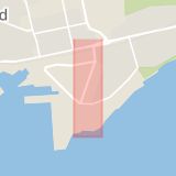 Karta som med röd fyrkant ramar in Södra Dragongatan, Ystad, Skåne län