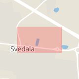 Karta som med röd fyrkant ramar in Verkstadsgatan, Svedala, Skåne län