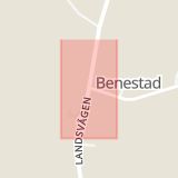 Karta som med röd fyrkant ramar in Benestad, Tomelilla, Skåne län