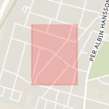 Karta som med röd fyrkant ramar in Kulladal, Kjellsgatan, Malmö, Skåne län