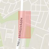 Karta som med röd fyrkant ramar in Norra Gulsparvsgatan, Malmö, Skåne län
