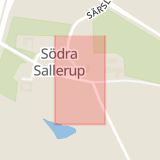 Karta som med röd fyrkant ramar in Södra Sallerup, Malmö, Skåne län