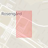 Karta som med röd fyrkant ramar in Kryddgården, Thomsons Väg, Malmö, Skåne län