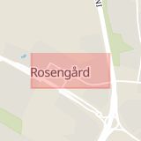 Karta som med röd fyrkant ramar in Rosengård, Von Lingens Väg, Malmö, Skåne län