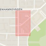 Karta som med röd fyrkant ramar in Carl Gustavs Väg, Kronborgsvägen, Köpenhamnsvägen, Malmö, Skåne län
