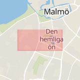 Karta som med röd fyrkant ramar in Dammfri, John Ericssons Väg, Malmö, Skåne län