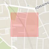 Karta som med röd fyrkant ramar in Sankt Johannesgatan, Malmö, Skåne län