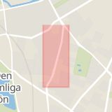Karta som med röd fyrkant ramar in Bergsgatan, Malmö, Skåne län