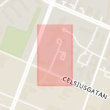Karta som med röd fyrkant ramar in Rönnbladsgatan, Malmö, Skåne län