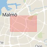Karta som med röd fyrkant ramar in Amiralsgatan, Malmö, Skåne län