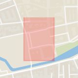 Karta som med röd fyrkant ramar in Gustav Adolfs Torg, Malmö, Skåne län