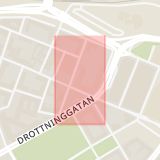 Karta som med röd fyrkant ramar in Värnhem, Pilgatan, Drottninggatan, Malmö, Skåne län