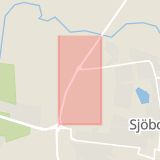 Karta som med röd fyrkant ramar in Hörbyvägen, Sjöbo, Skåne län
