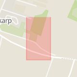 Karta som med röd fyrkant ramar in Flackarp, Lund, Skåne län