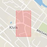 Karta som med röd fyrkant ramar in Kivik, Simrishamn, Skåne län