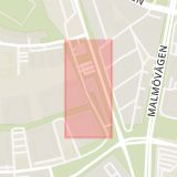 Karta som med röd fyrkant ramar in Klostergården, Östanväg, Lund, Skåne län