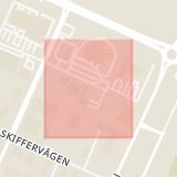 Karta som med röd fyrkant ramar in Glimmervägen, Lund, Skåne län