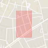 Karta som med röd fyrkant ramar in Trädgårdsgatan, Lund, Kävlinge, Skåne län