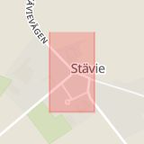Karta som med röd fyrkant ramar in Stävie, Kävlinge, Skåne län