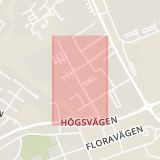 Karta som med röd fyrkant ramar in Jakobsgatan, Kävlinge, Skåne län