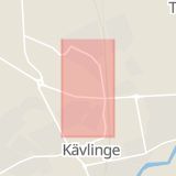 Karta som med röd fyrkant ramar in Högalidsvägen, Kävlinge, Skåne län