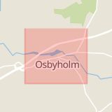 Karta som med röd fyrkant ramar in Trafikplats Osbyholm, Hörby, Skåne län