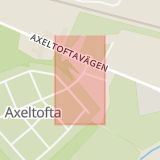 Karta som med röd fyrkant ramar in Axeltofta, Landskrona, Skåne län