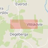 Karta som med röd fyrkant ramar in Vittskövlevägen, Degeberga, Kristianstad, Skåne län