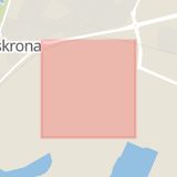 Karta som med röd fyrkant ramar in Gasverksgatan, Landskrona, Skåne län
