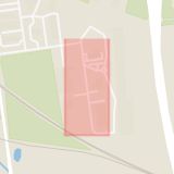 Karta som med röd fyrkant ramar in Drevgatan, Landskrona, Skåne län