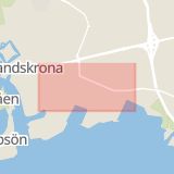 Karta som med röd fyrkant ramar in Varvsvägen, Landskrona, Skåne län