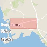 Karta som med röd fyrkant ramar in Örja, Österleden, Landskrona, Skåne län