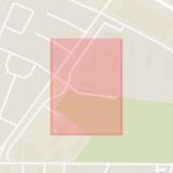 Karta som med röd fyrkant ramar in Skiftesvägen, Landskrona, Skåne län