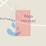 Karta som med röd fyrkant ramar in Råga Hörstad, Landskrona, Skåne län