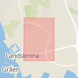 Karta som med röd fyrkant ramar in Ringvägen, Landskrona, Skåne län