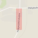 Karta som med röd fyrkant ramar in Harjagersvägen, Svalöv, Skåne län