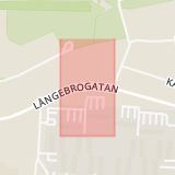 Karta som med röd fyrkant ramar in Vilan, Långebro, Kristianstad, Skåne län