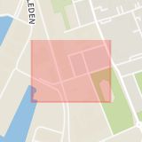 Karta som med röd fyrkant ramar in Planteringen, Västra Tallgatan, Helsingborg, Skåne län