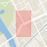 Karta som med röd fyrkant ramar in Södra Boulevarden, Västra Boulevarden, Kristianstad, Skåne län