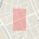Karta som med röd fyrkant ramar in Österlånggatan, Götgatan, Kristianstad, Skåne län