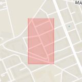 Karta som med röd fyrkant ramar in Bjäregatan, Helsingborg, Skåne län