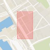 Karta som med röd fyrkant ramar in Södra Strandgatan, Helsingborg, Skåne län
